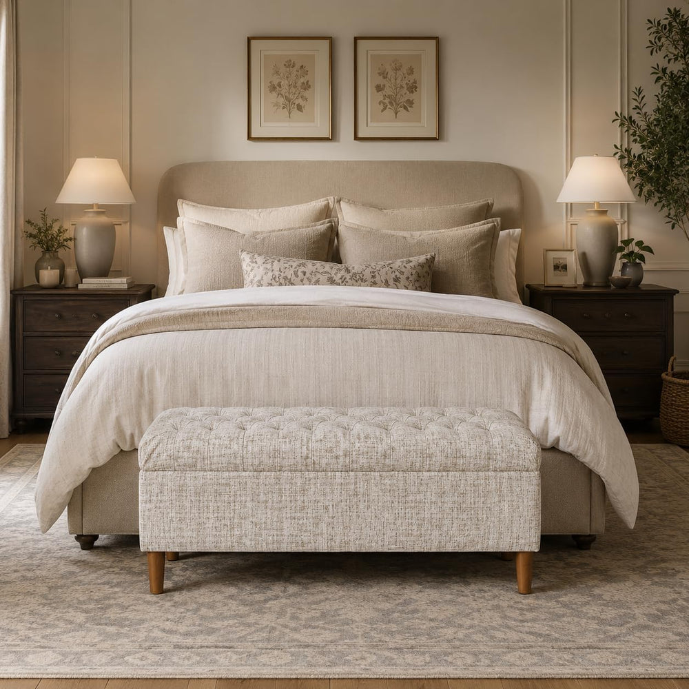 Homepop Home Decor | Tufted Ainsley Button Storage Ottoman Bench with Hinged ...