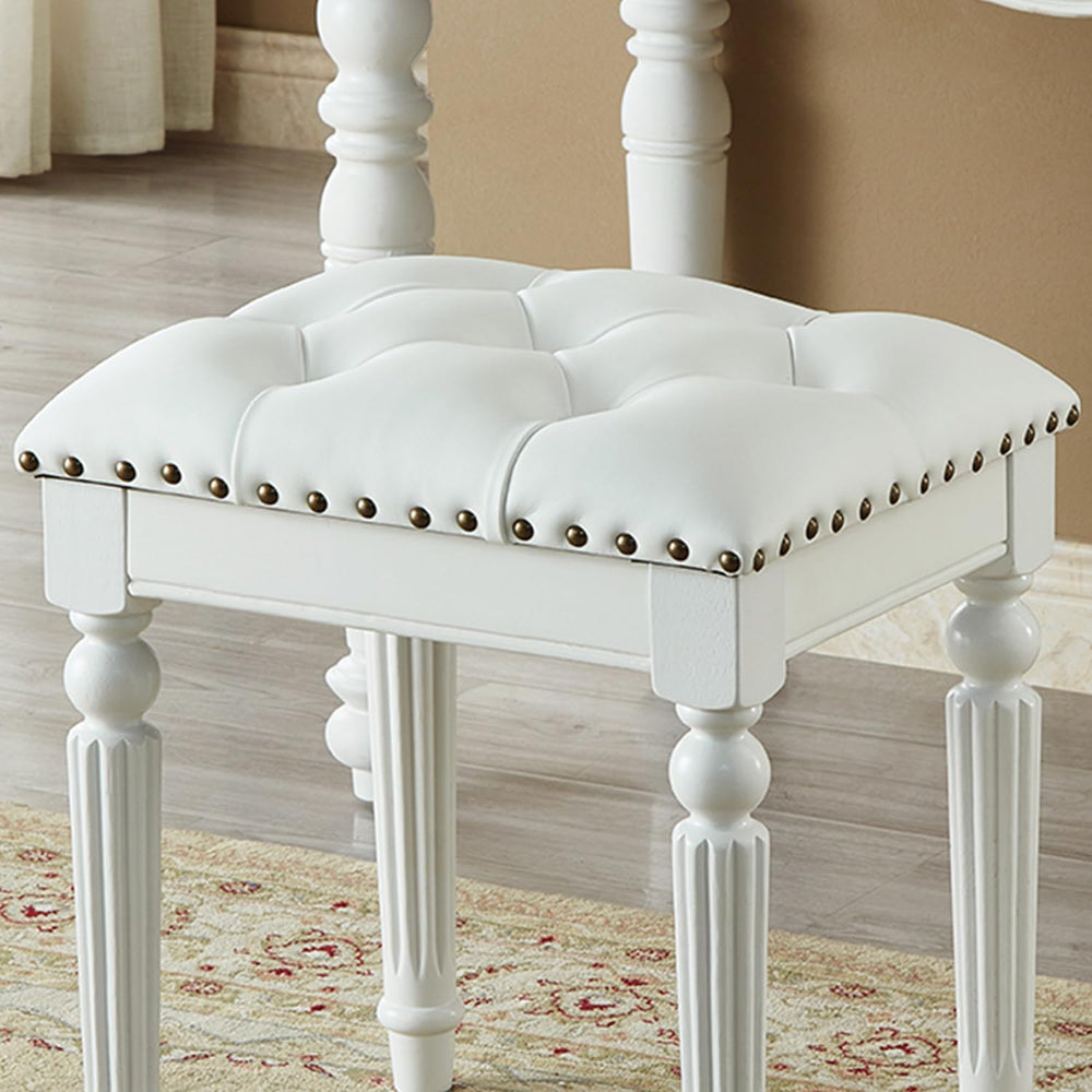 Vanity Bench Stool with Microfiber Leather Cushion, Vanity Chair Ottoman Dres...