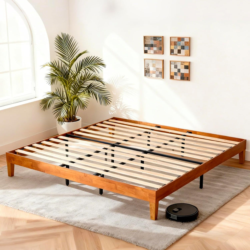 Sweetcrispy King Size Bed Frames, 12 Inch Height Wood Platform Bed Frame