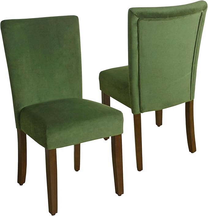 HomePop Parsons Classic Upholstered Accent Dining Chair, Set of 2, Dark Green...