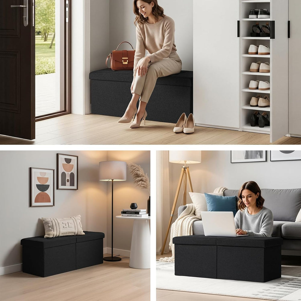 35-INCH Storage Ottoman Bench, Footrest with Storage, End of Bed Bench Coffee...