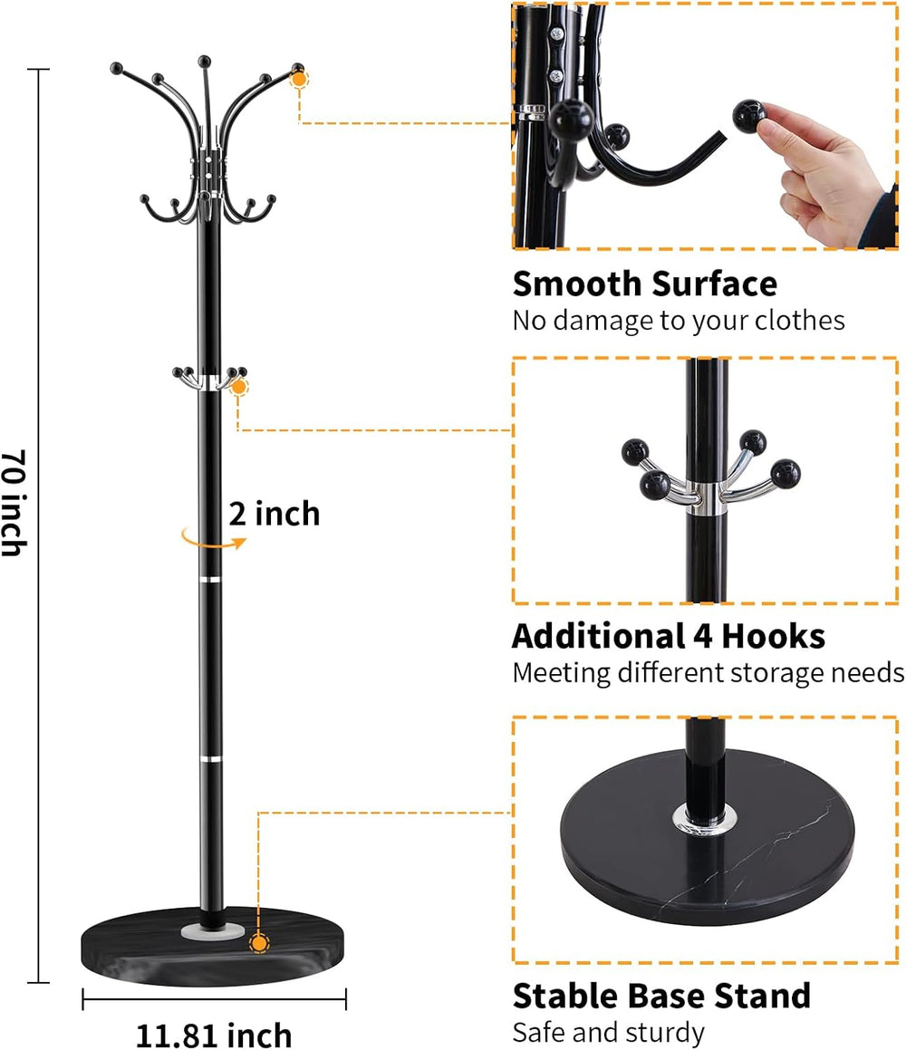 ZOZOE Metal Coat Rack Stand, Modern Coat Rack Freestanding with Natural Marbl...
