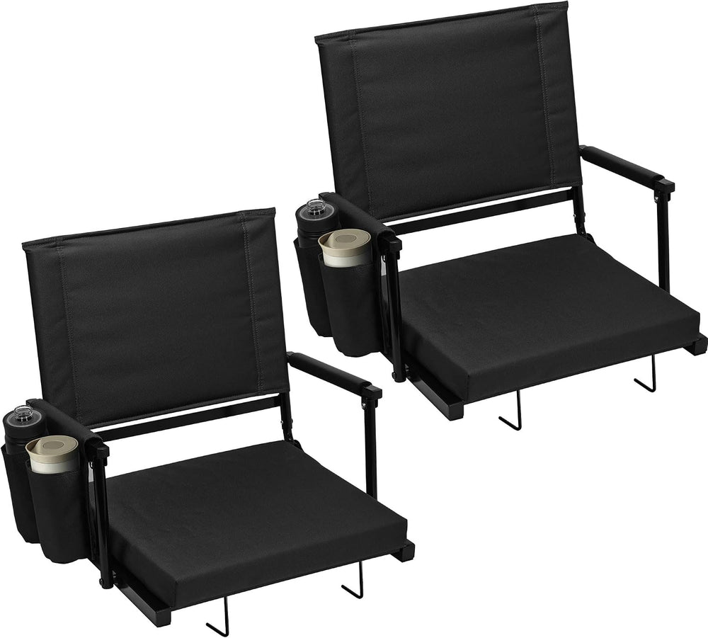 2 Packs Foldable Stadium Seats with Adjustable Backrest Positions, Back Suppo...