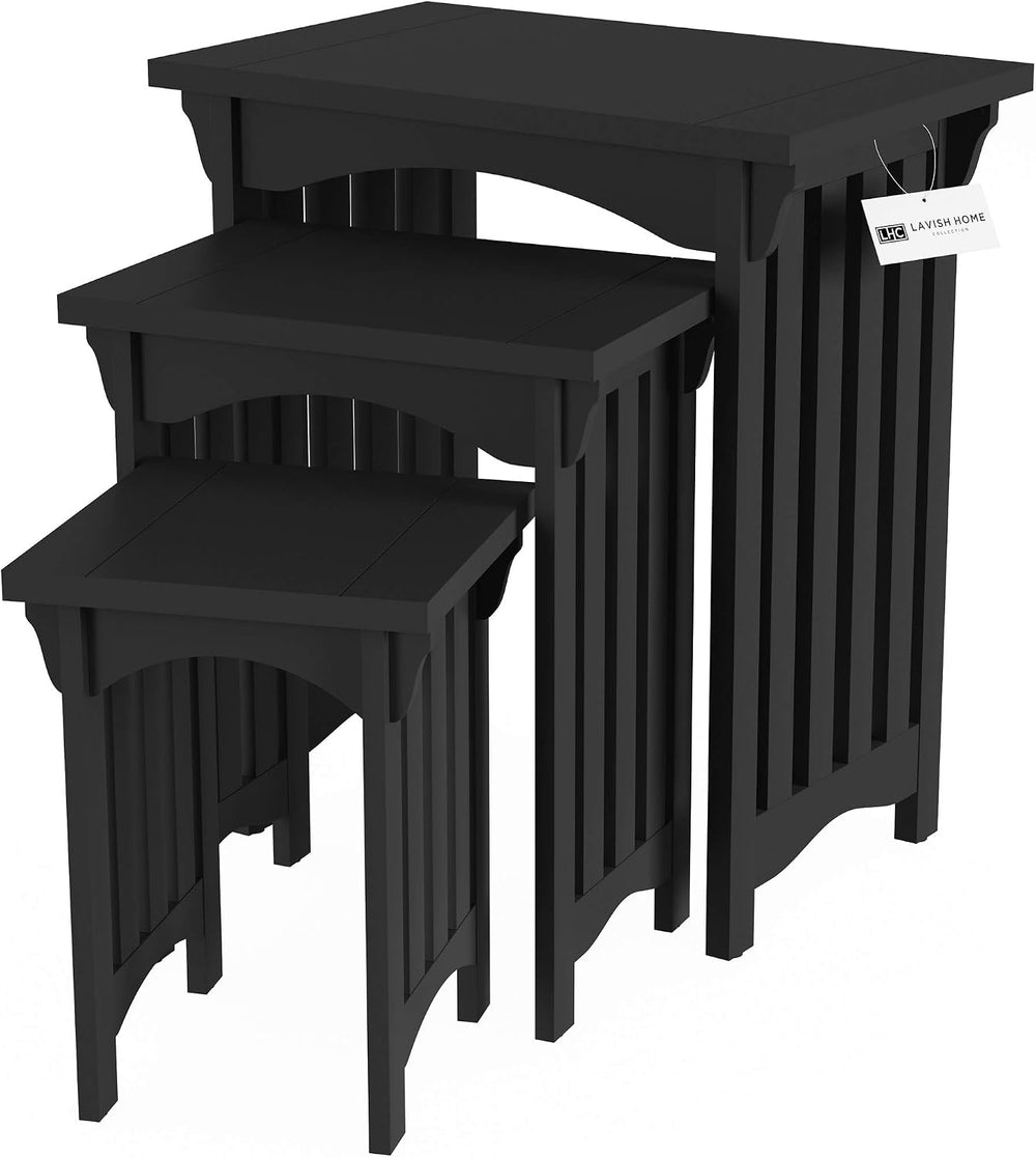 Lavish Home Nesting Tables, Black, Set of 3, 21.5”/15.75”/10.75” | Traditiona...