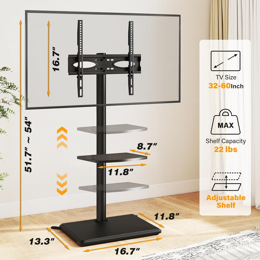 5Rcom Floor TV Stand with Mount for 32-60 inch TVs, Swivel and Height Adjusta...