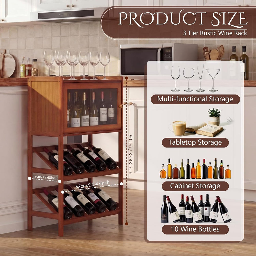 Leinuosen Bamboo Wine Rack Bar Cabinet 36'' Freestanding Wine Rack | ...
