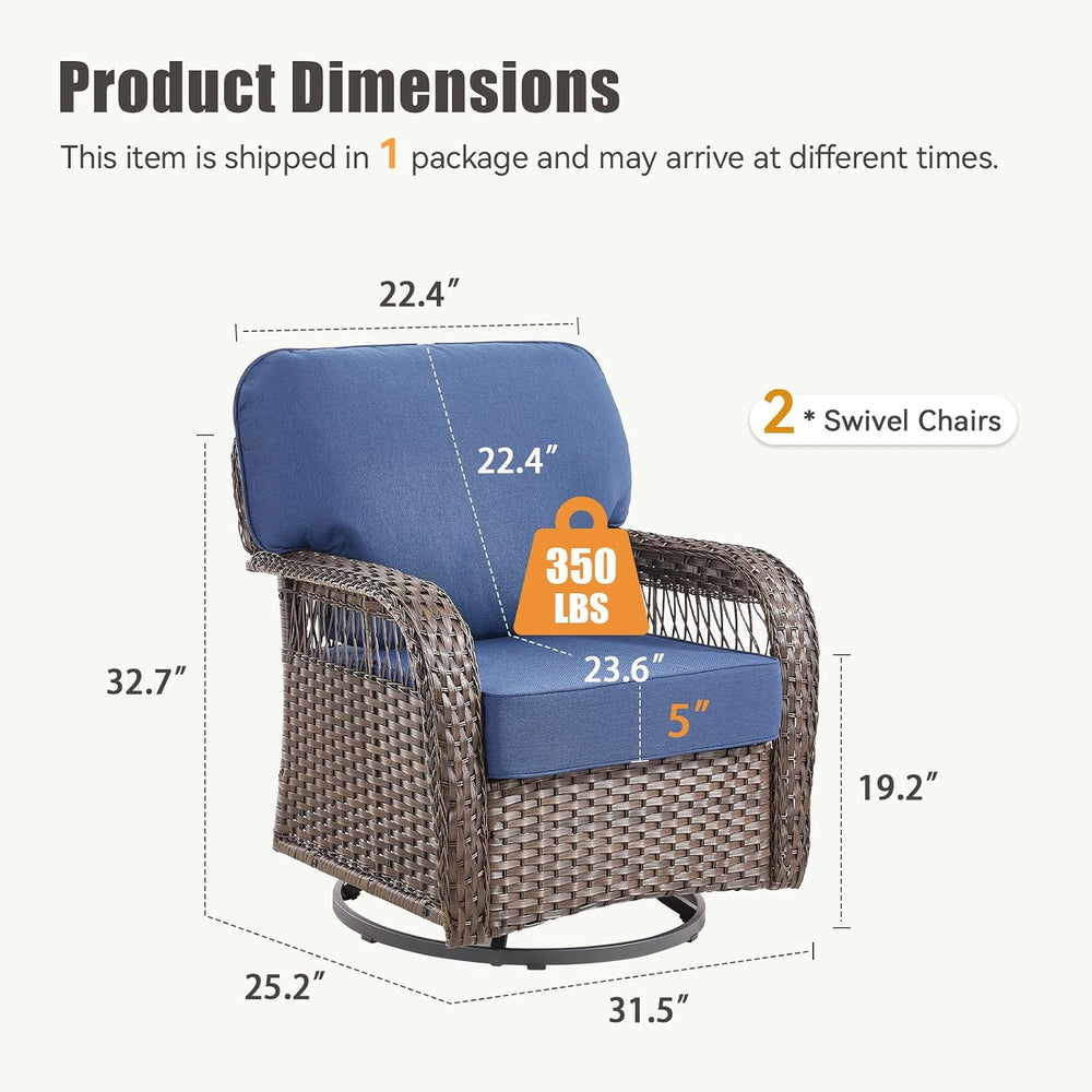 Wicker Swivel Rocker Patio Chairs, Patio Wicker Chairs Swivel Rocker Set of 2...