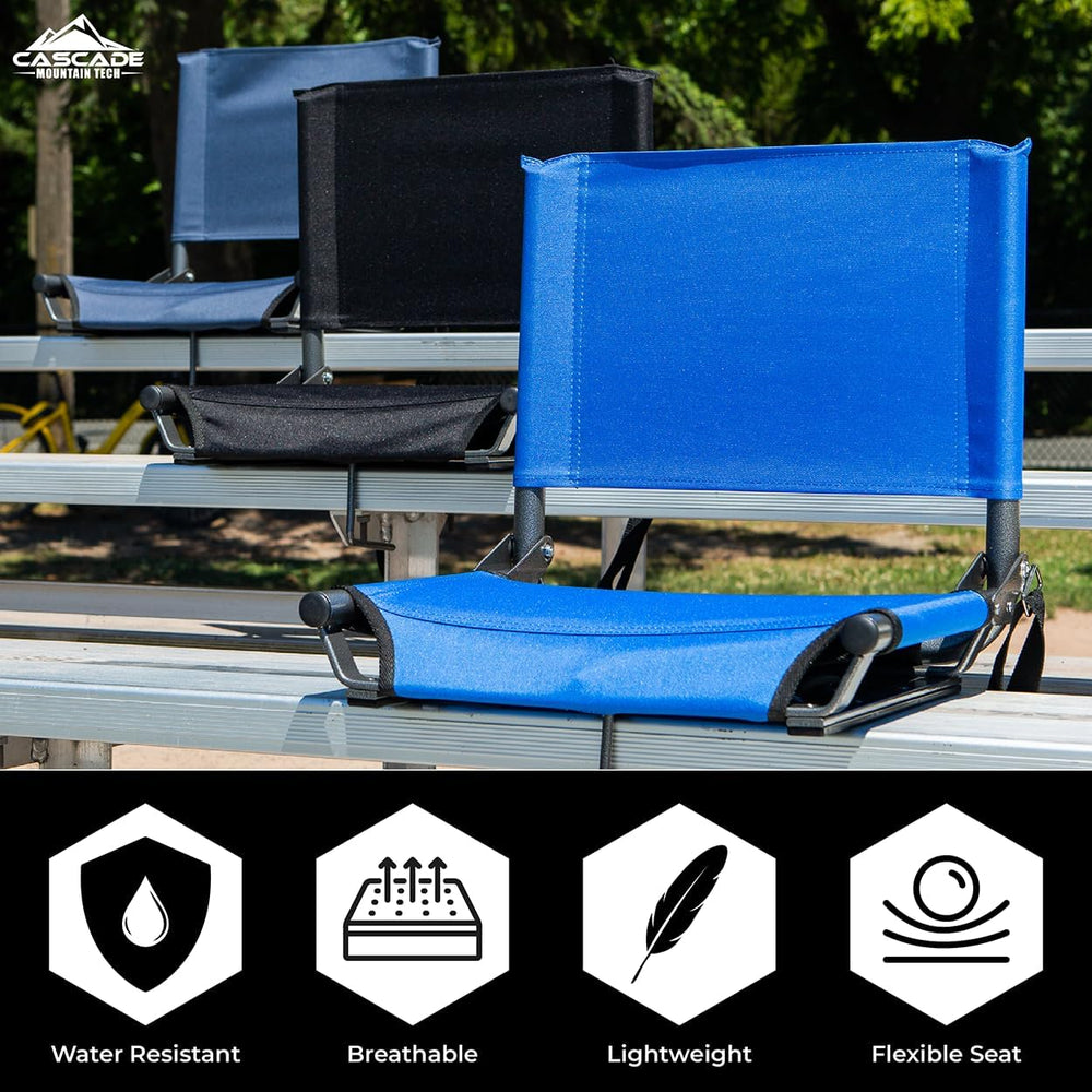 Cascade Mountain Tech Portable Folding Steel Stadium Seats for Bleachers , Gr...