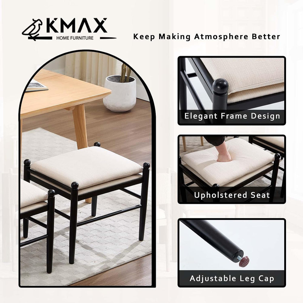 Kmax Ottoman Bench, 19 Inch Tall Vanity Makeup Chairs No Wheels, Upholstered ...