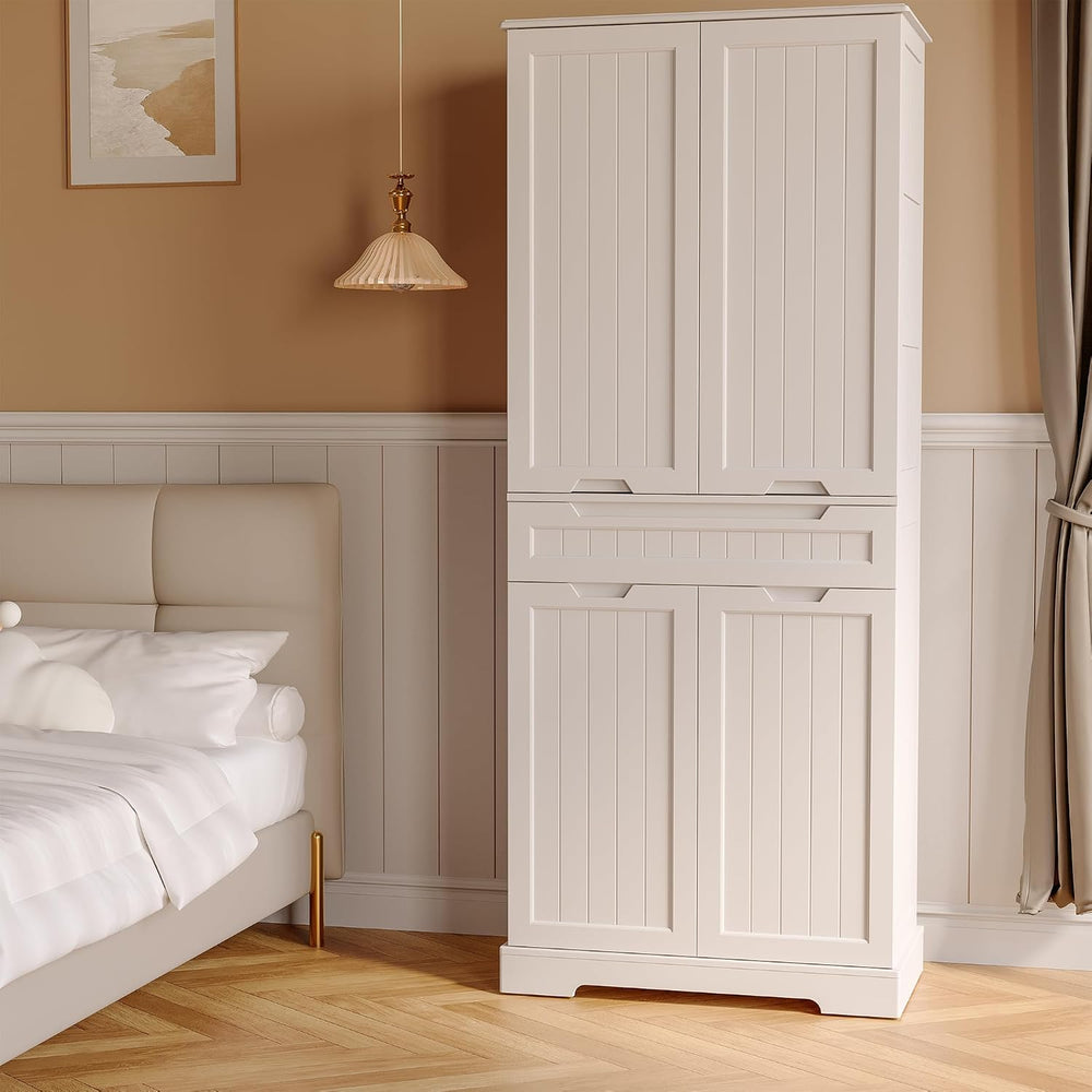 Gizoon Tall Kitchen Pantry Cabinet with Doors and Adjustable Shelves, White |...