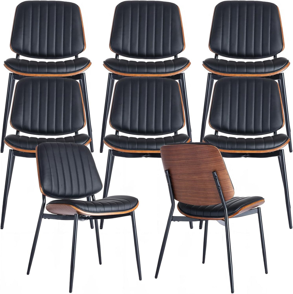 ODUSE-DAILY Mid Century Modern Dining Chairs Set of 8, Black Kitchen & Di...