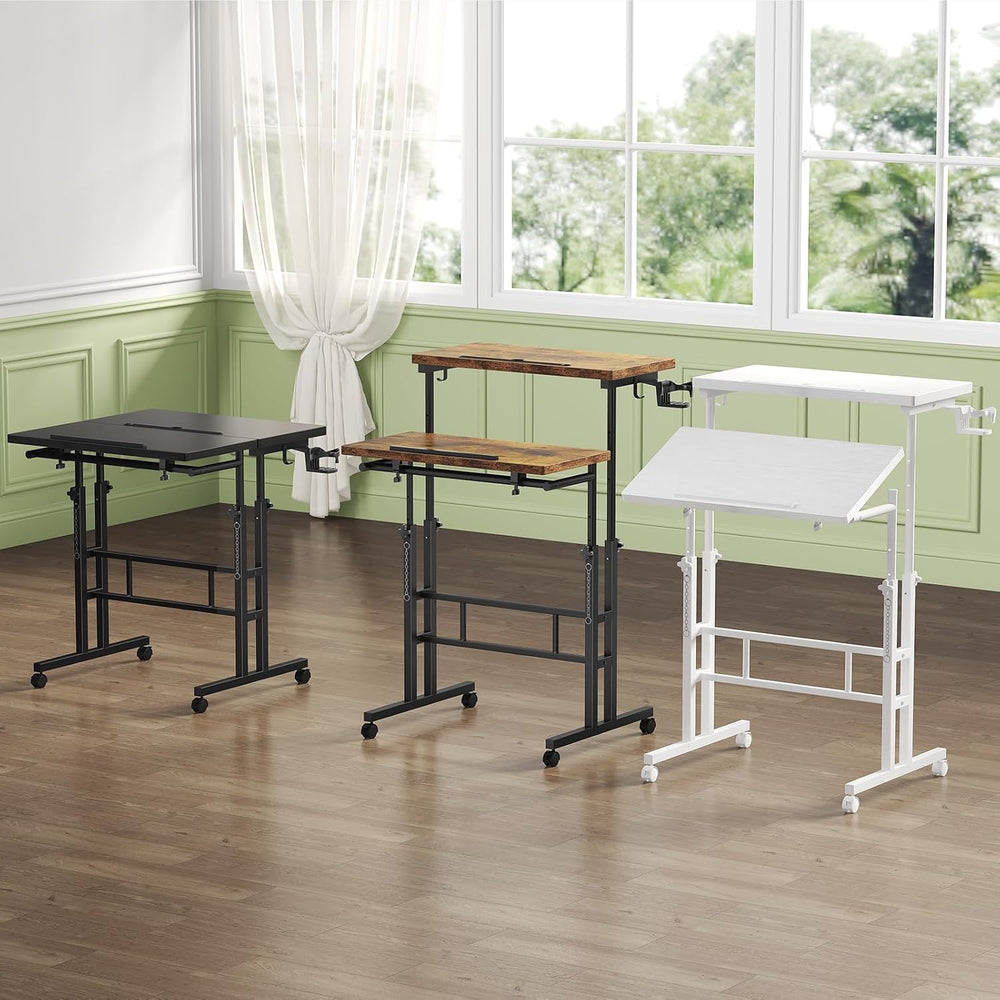 DUMOS Rolling Standing Desk, Walking Pad Desk, Split Top Computer Cart