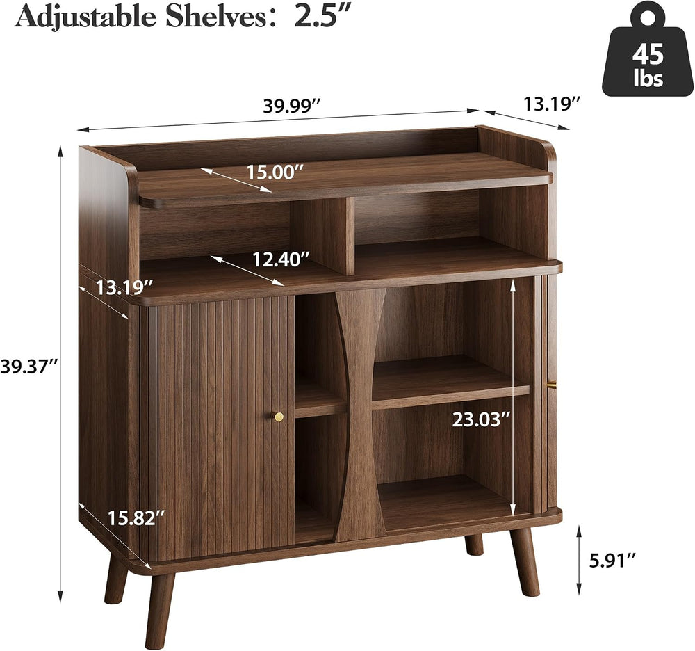 Decofy Fluted Sideboard Buffet Cabinet with Storage, 39.9" Console Cabinet