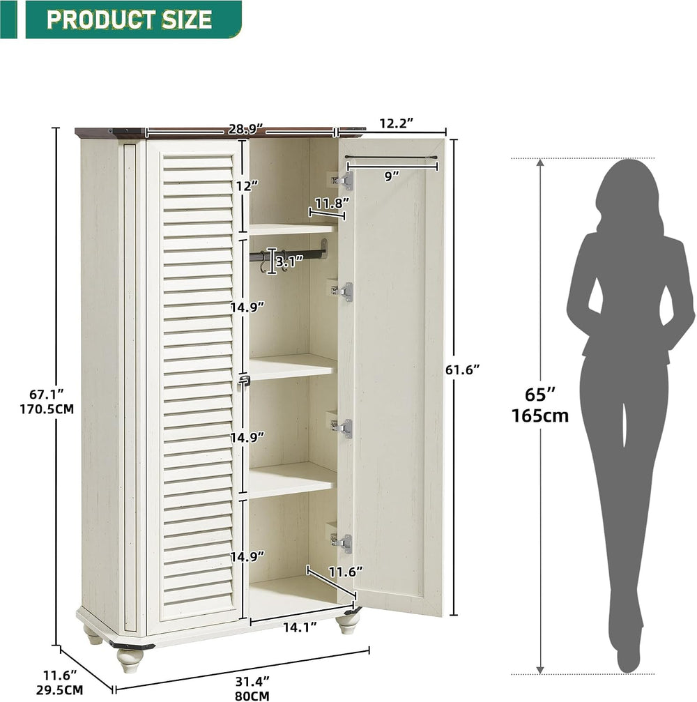 YITAHOME 67" Kitchen Pantry Cabinet, 4 - Tier Cupboard with Adjustable S...