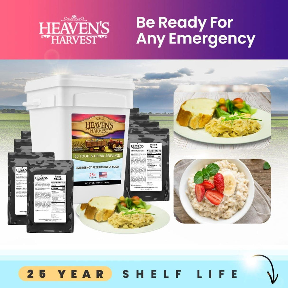 Heaven’s Harvest 25-Year Family Food Kit — Emergency Food Supply. Freeze Drie...