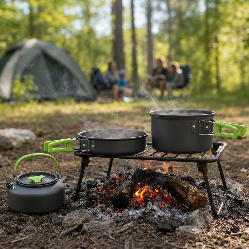 MalloMe Camping Cookware Mess Kit for Backpacking Gear – Camping Cooking Set ...
