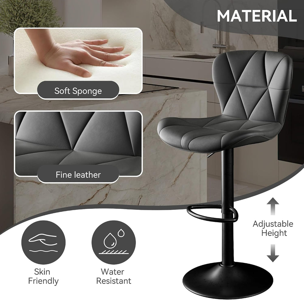 Bar Stools,Adjustable Swivel Barstools, Faux Leather Bar Chairs,Upholstered C...