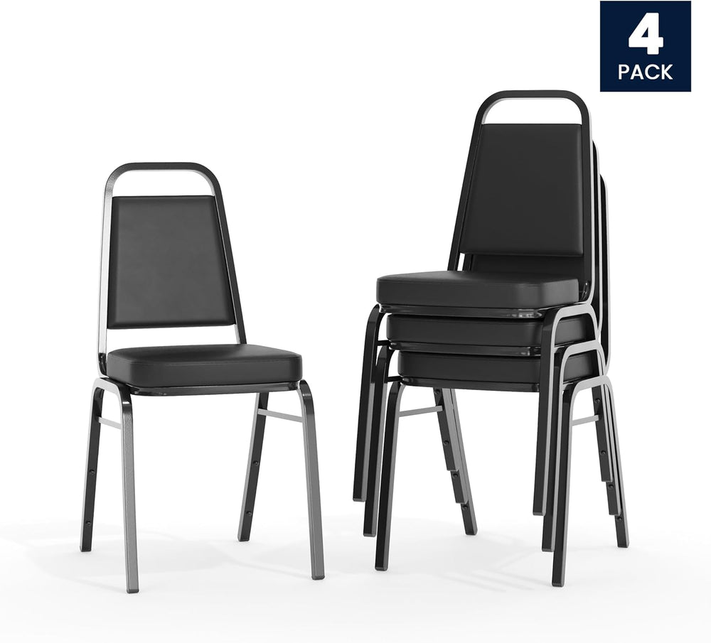 Flash Furniture Hercules Vinyl Banquet Chair, Black, 4-Pack