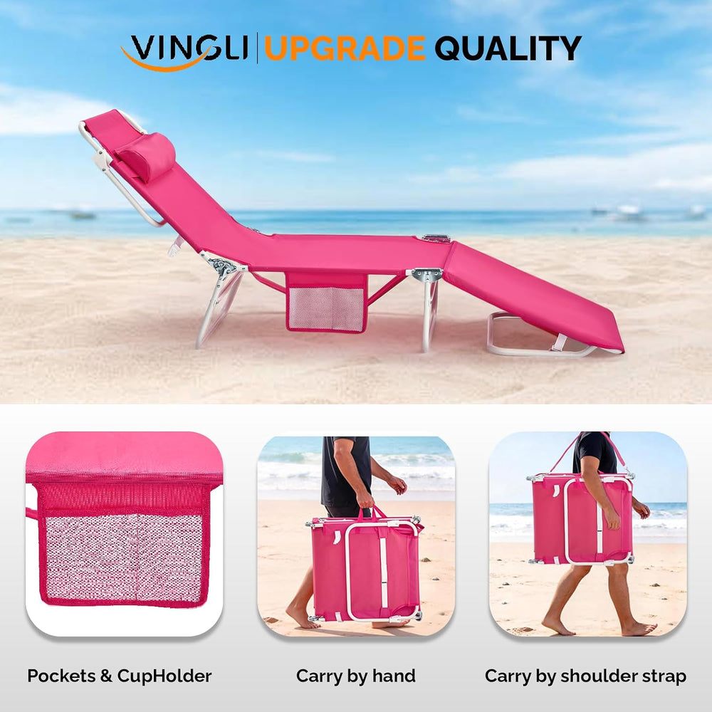 VINGLI Tanning Chair, Beach Lounge Chair with Face Hole, Lounge Chair Outdoor...