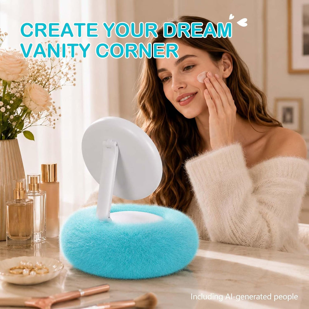 Rechargeable Compact Makeup Mirror with Light,Blue