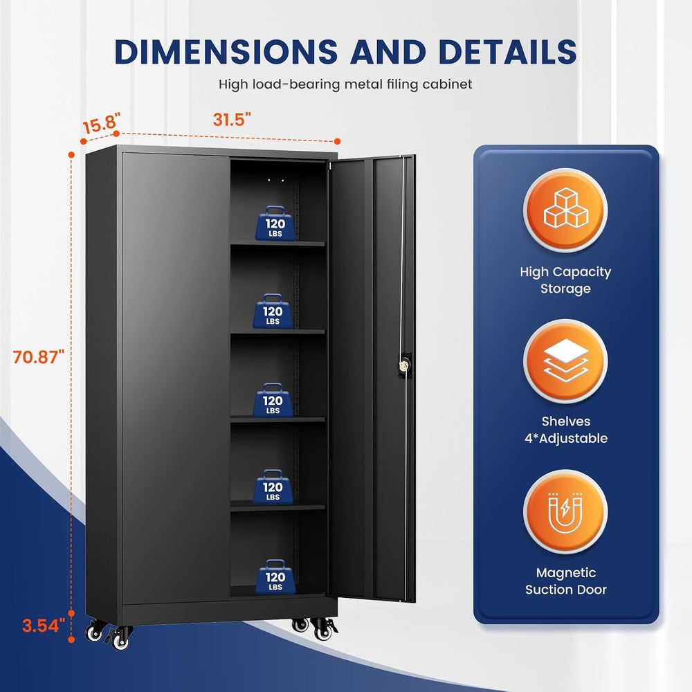 Yizosh Metal Garage Storage Cabinet with Locking Doors and Adjustable Shelves...