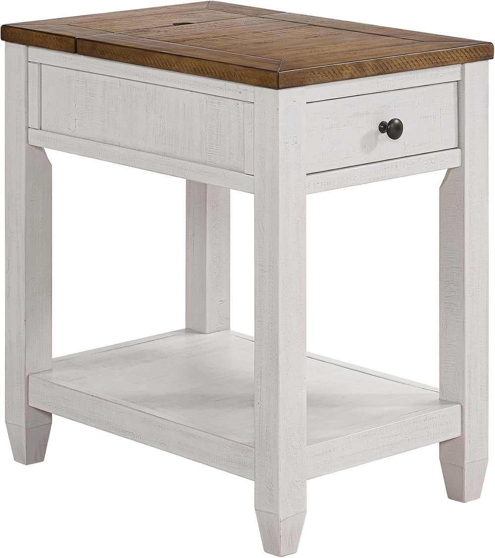 Martin Svensson Home Napa Farmhouse Chairside End Table with Charging Station...