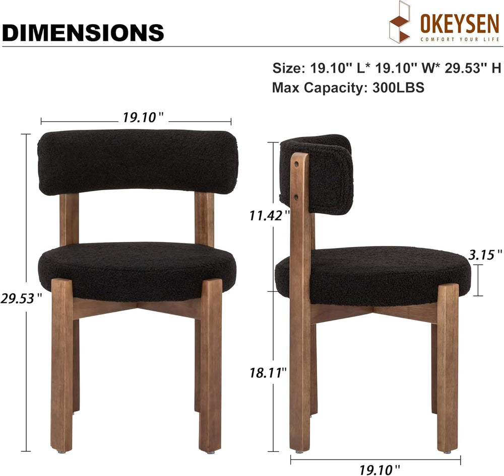 Okeysen Modern Dining Chairs Set of 4, Round Upholstered Armless Kitchen Chai...