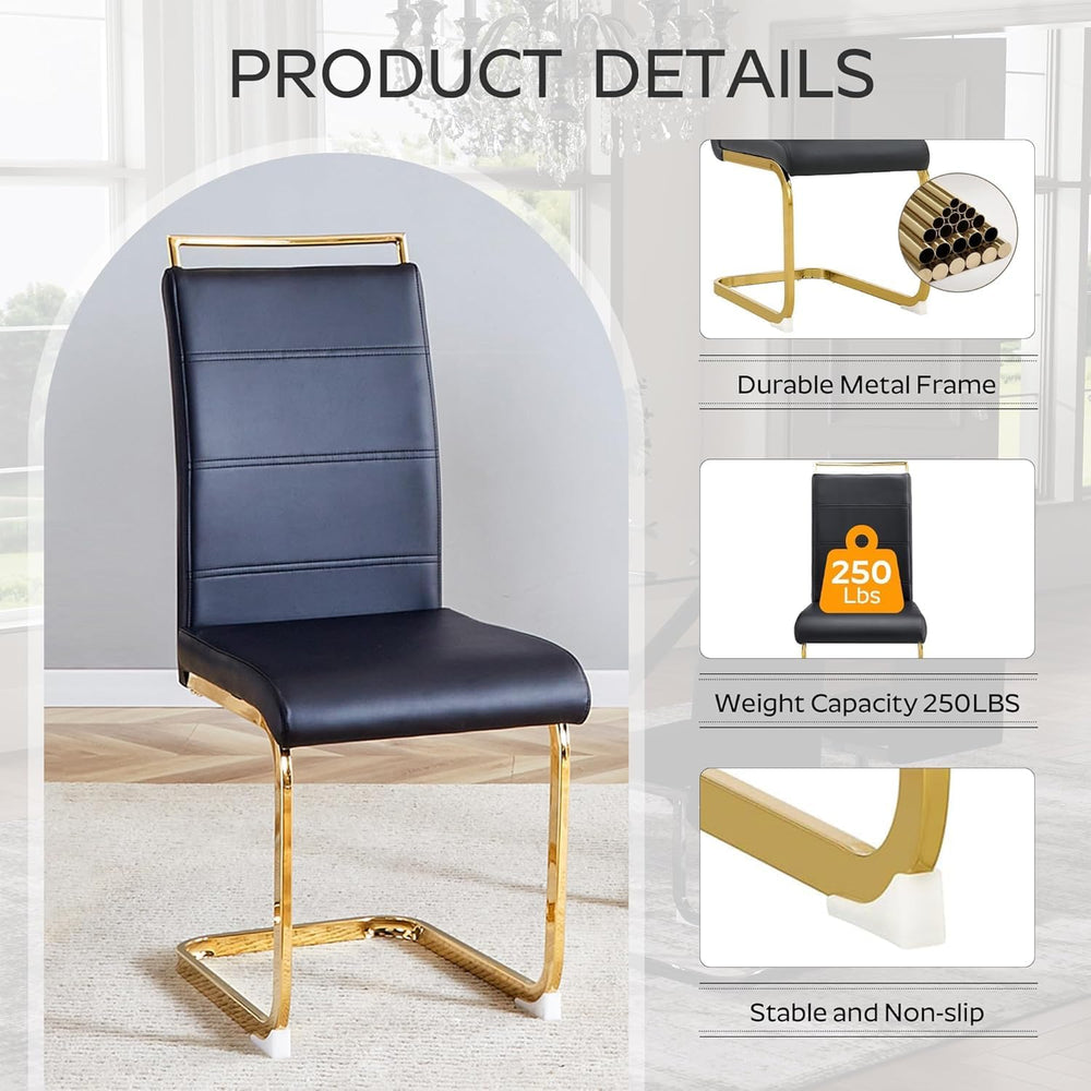 Dining Chairs Set 4, Armless Black Kitchen Chairs,Waterproof Faux Leather Din...