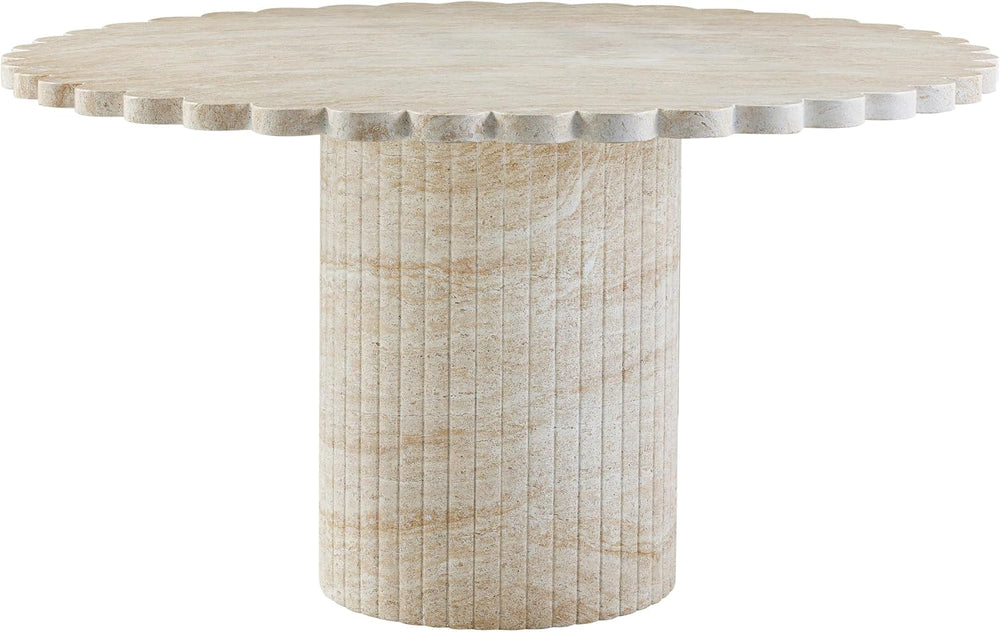 First of a Kind 54" Round Concrete Table in Travertine Finish - Modern D...