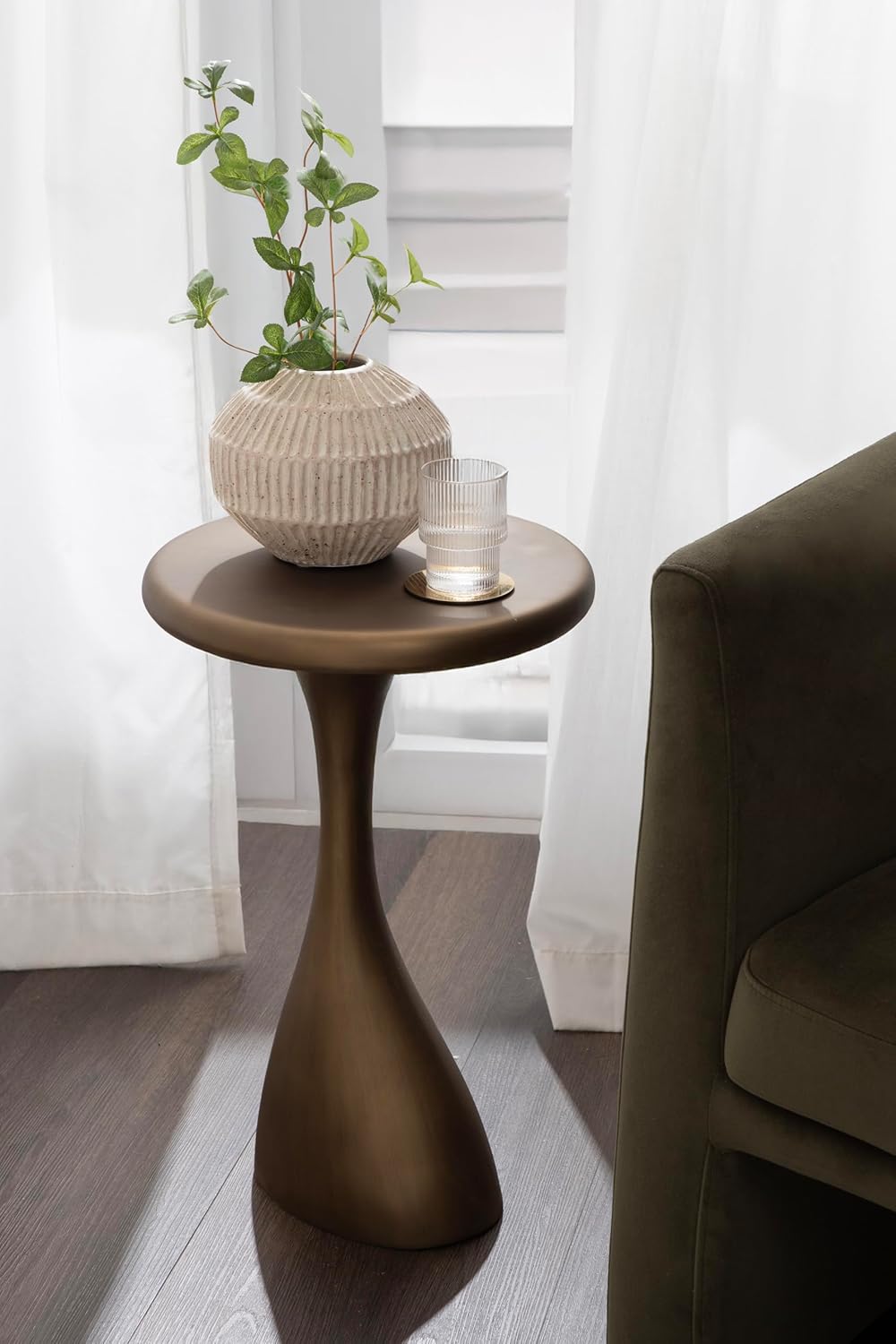 Kate and Laurel Auclair Modern Metal Round Side Table, 14 x 14 x 22, Antique ...