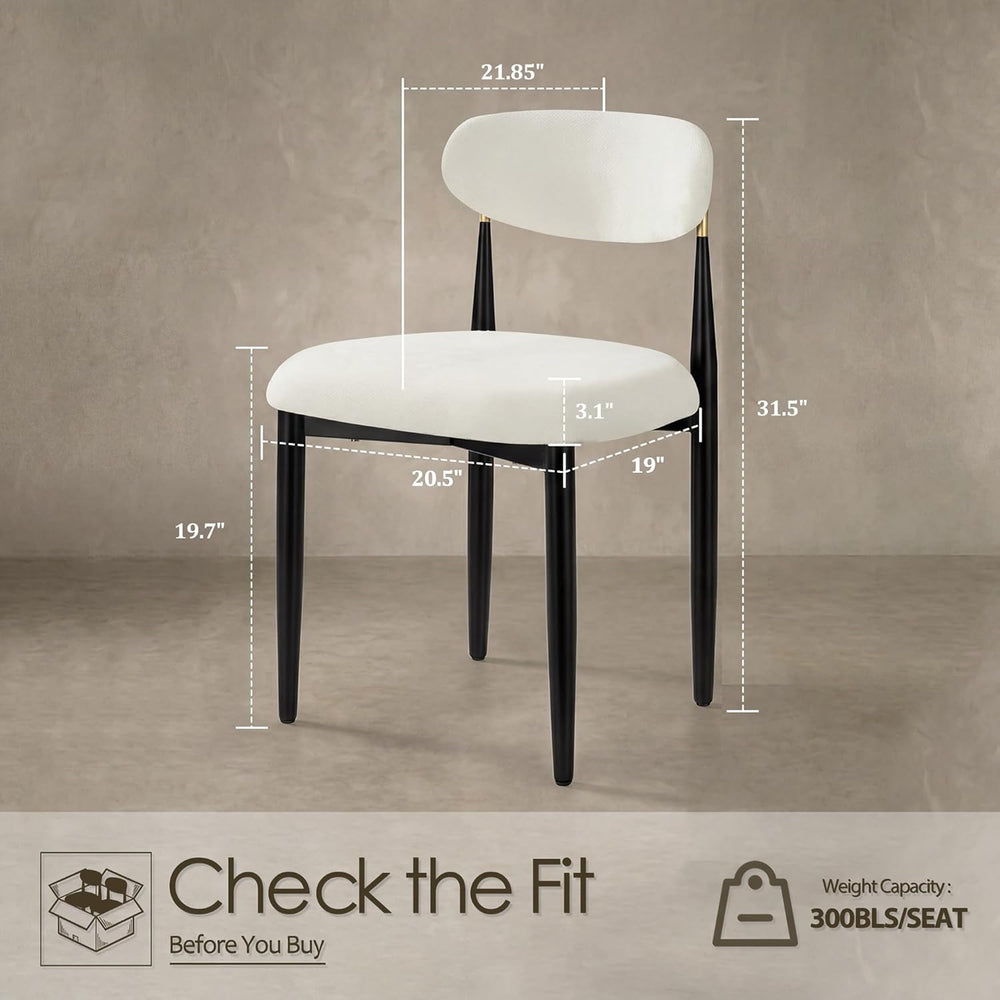 Morden Fort White Set of 2 Armless Upholstered Chenille Dining Chairs with Bl...