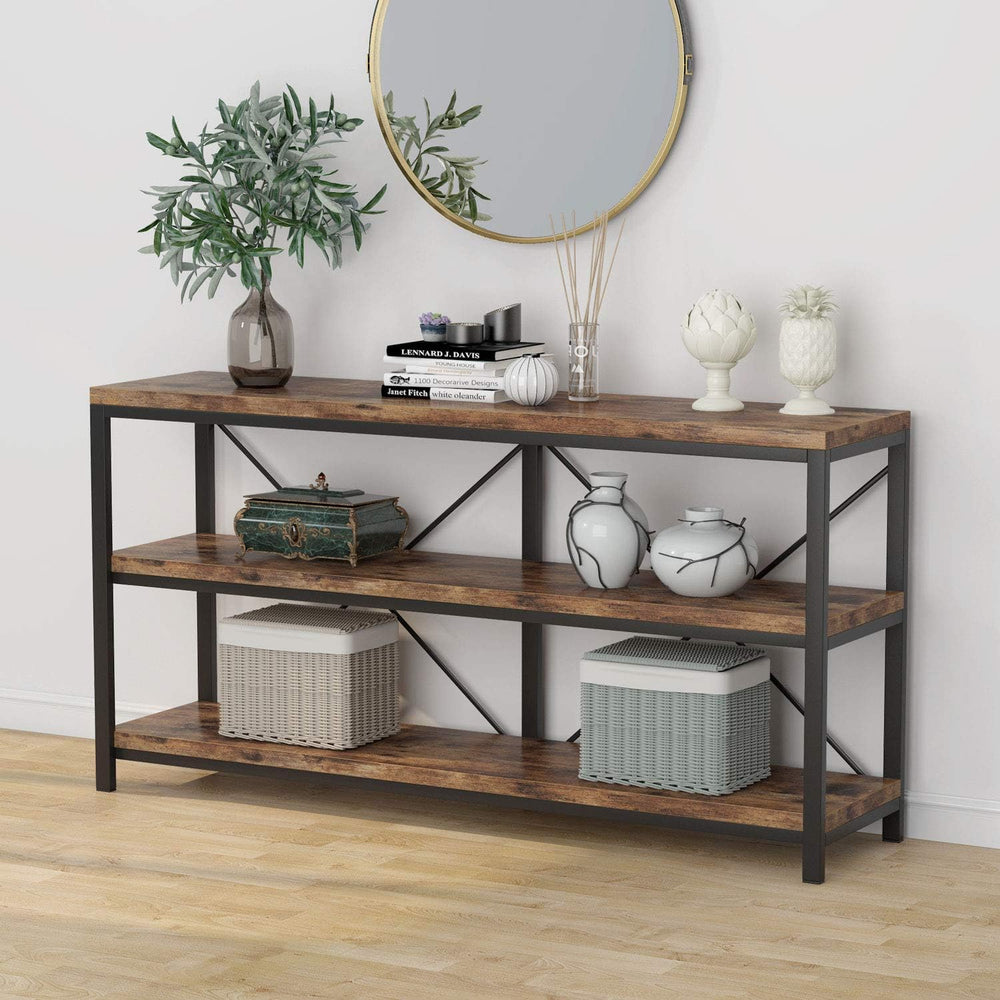 Tribesigns 55 Inches Long Sofa Table with Storage Shelves, 3 Tiers Industrial...