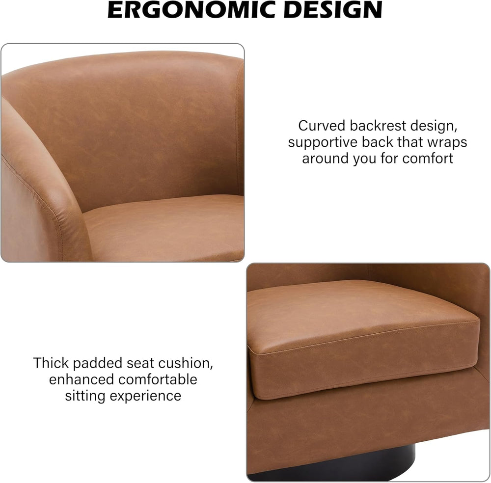 Swivel Barrel Accent Chair, Modern Round Chenille Fabric Arm Chair for Living...