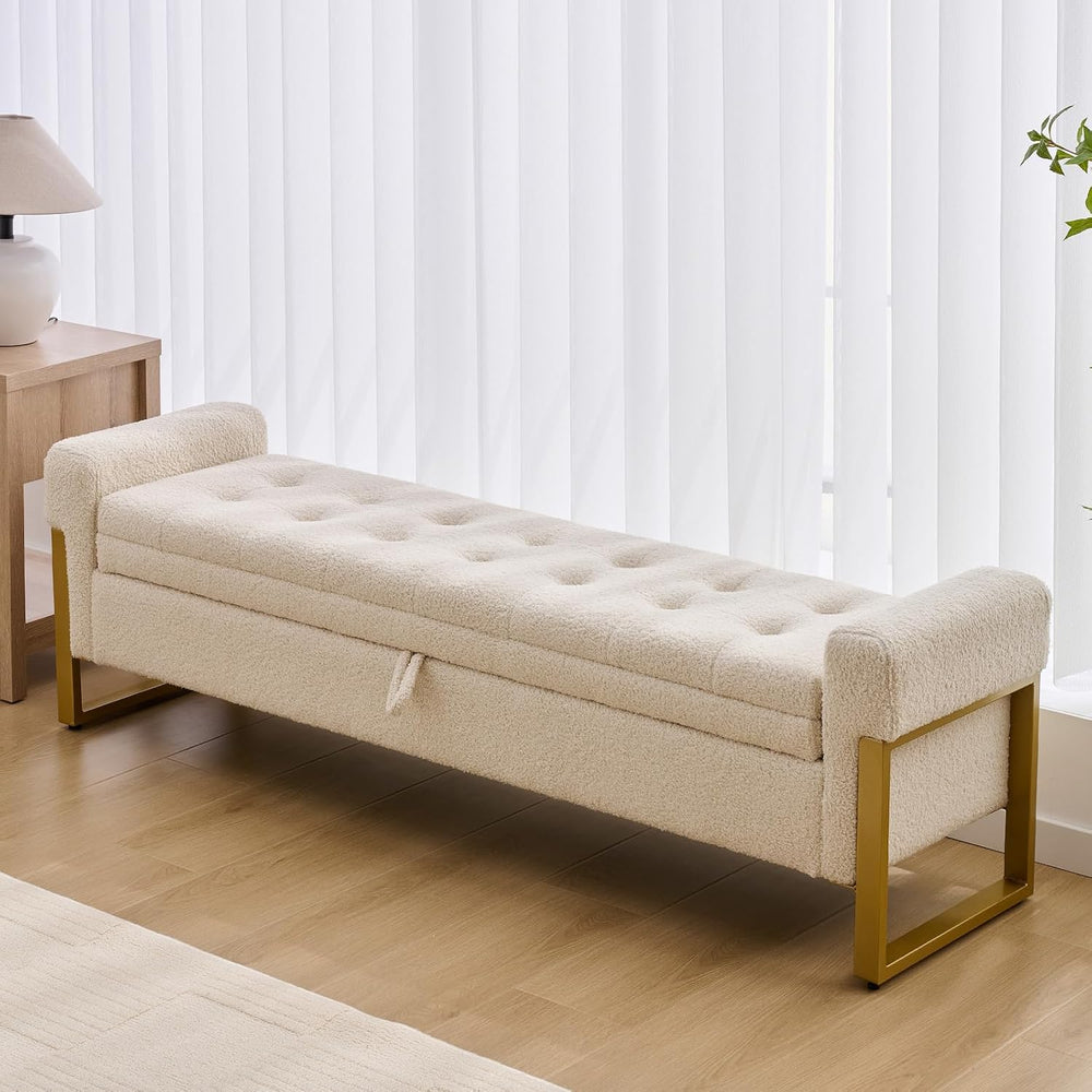 67" End of Bed Storage Bench King Size, Bench for Bedroom Foot of Bed, U...