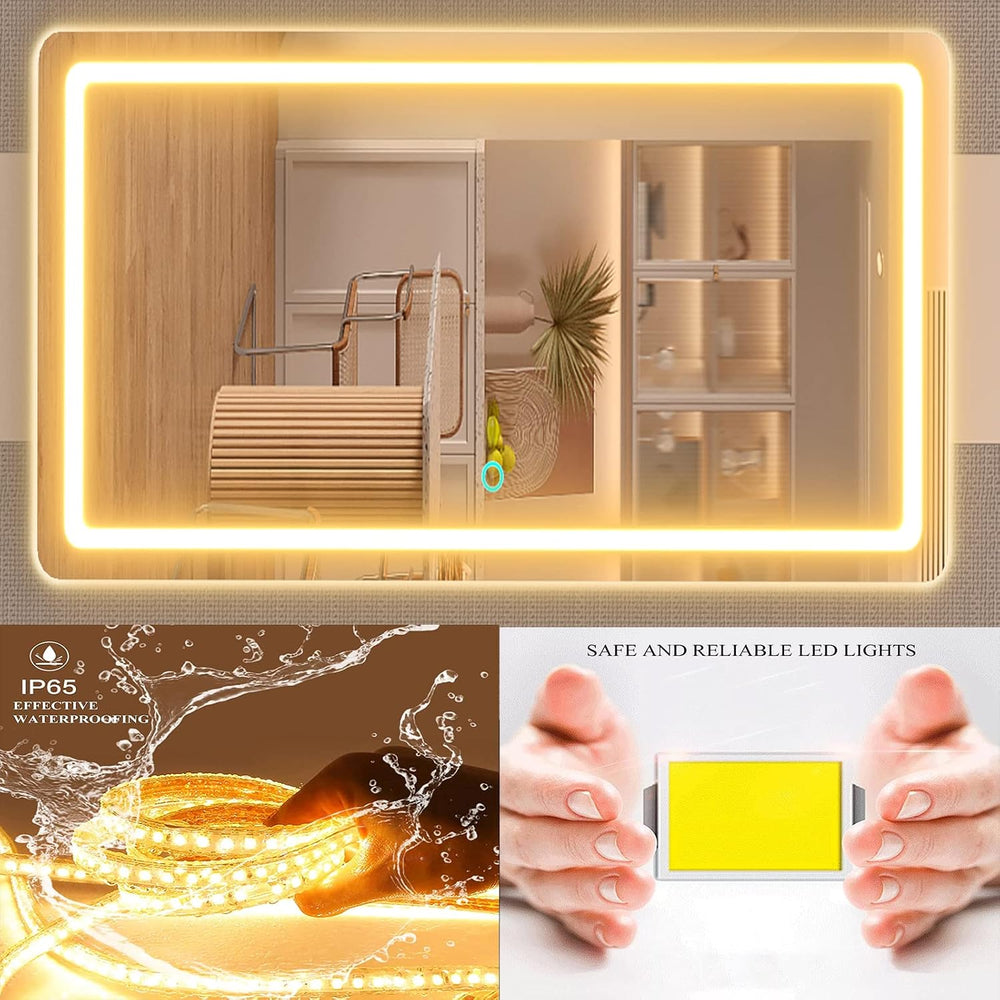 Gvnkvn Makeup Vanity Mirror with Lights 32" x 24" Large LED Makeup ...