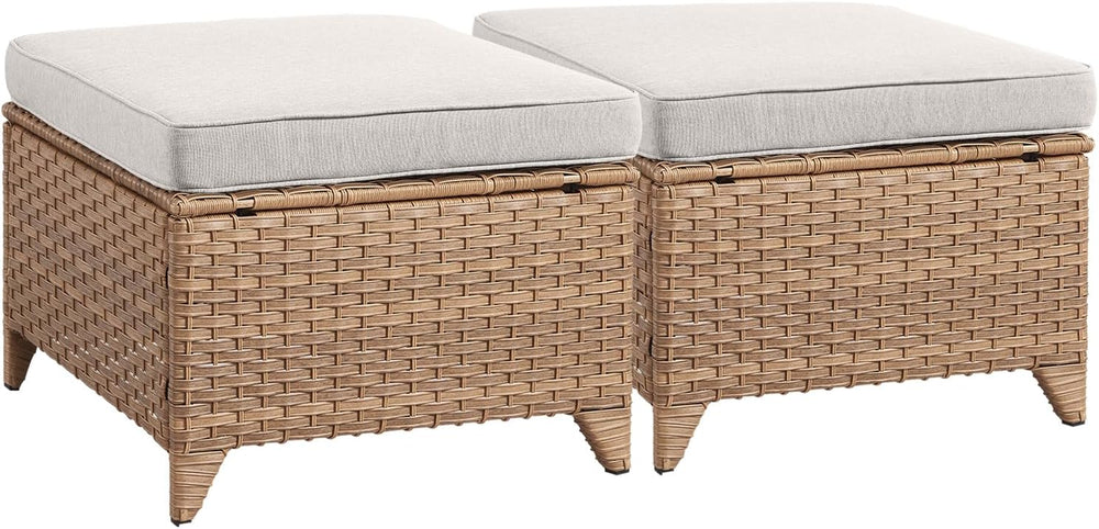 Rilyson Luxury Outdoor Wicker Patio Ottomans Set of 2, 250 lbs Capacity Ratta...