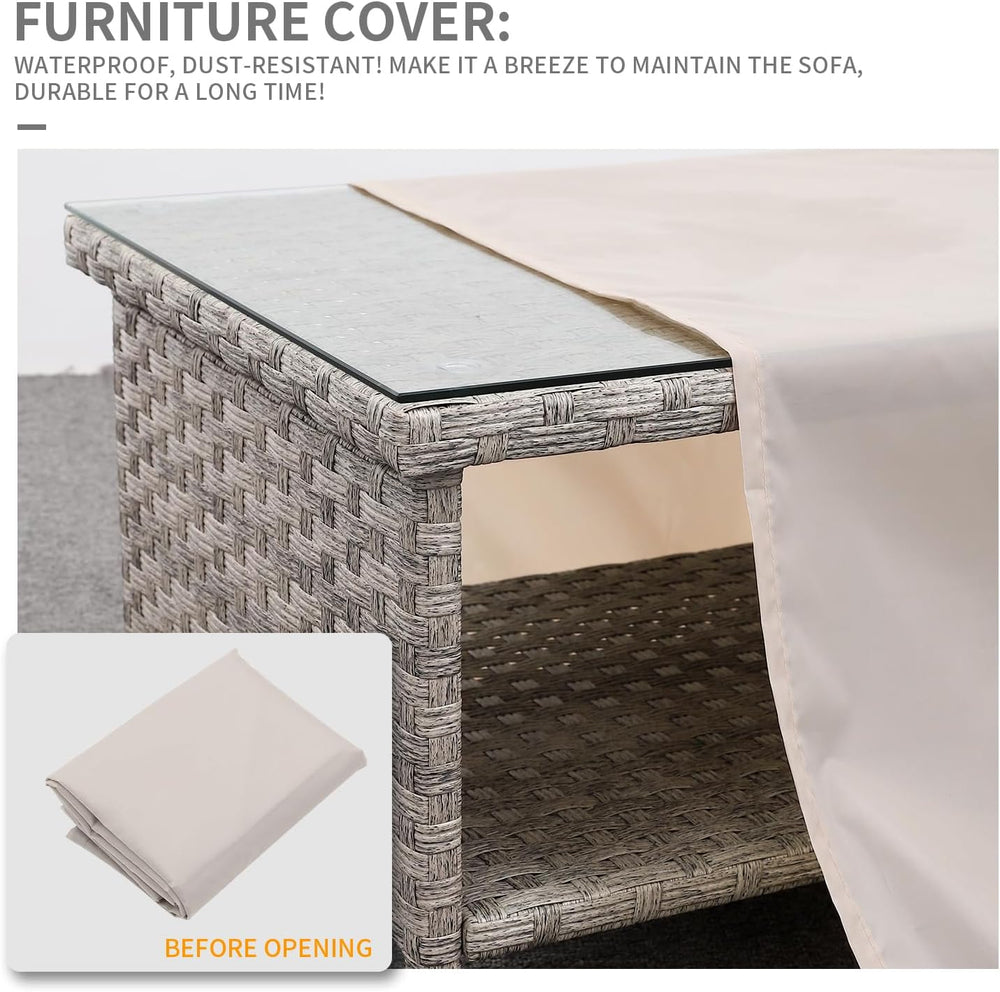 Rattaner Patio Coffee Table Outdoor Furniture Wicker Table 2-Layer Storage wi...
