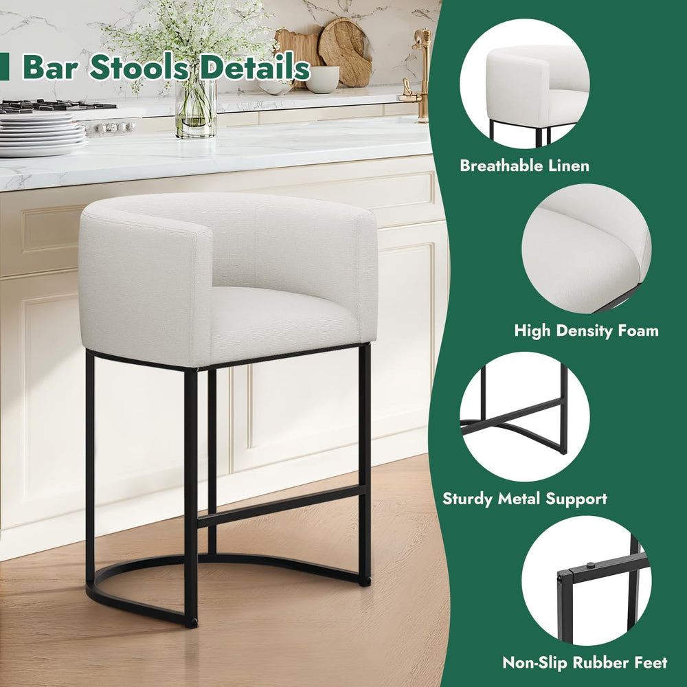 Counter Height Bar Stools Set of 4, 24 Inch Seat Height Barstools for Dining ...