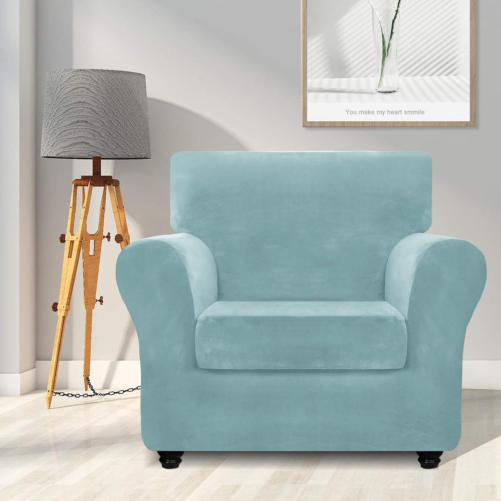 ZNSAYOTX Luxury Velvet Chair Slipcovers with Arms 2 Piece Stretch Chair Cover...