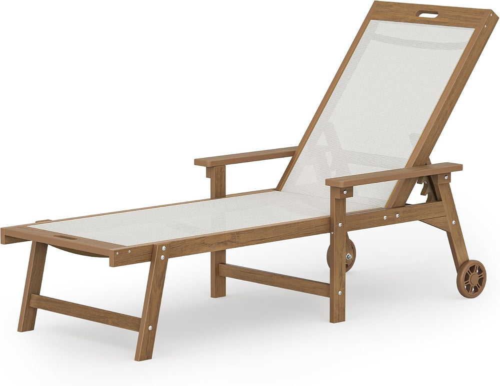 LUE BONA Lounge Chair Outdoor,HDPS & HDPE Wicker Adjustable Chaise