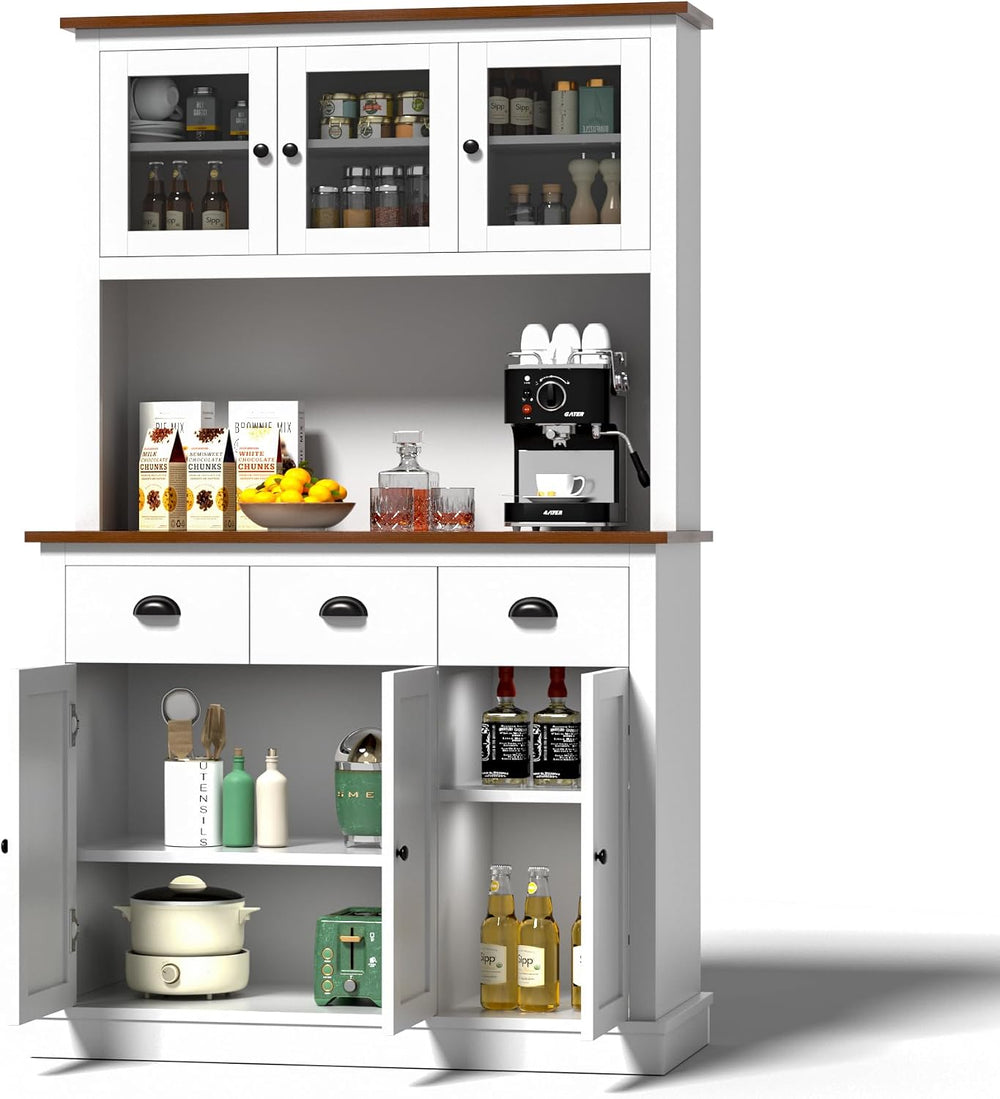 MU 71" Kitchen Pantry Cabinet with Charging Station, Tall Pantry Hutch w...