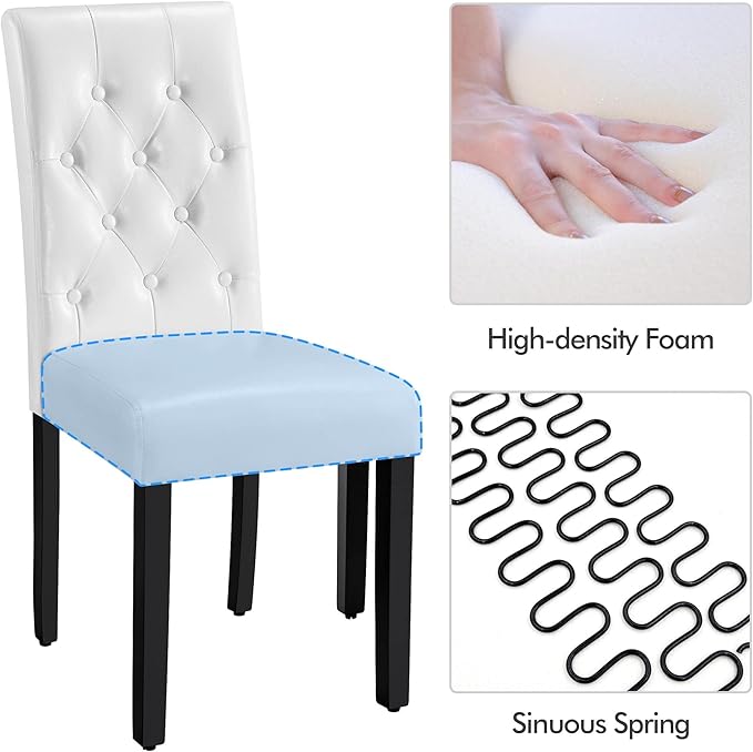 Yaheetech Upholstered Dining Chairs Set of 2 Modern Leather Parsons Kitchen C...