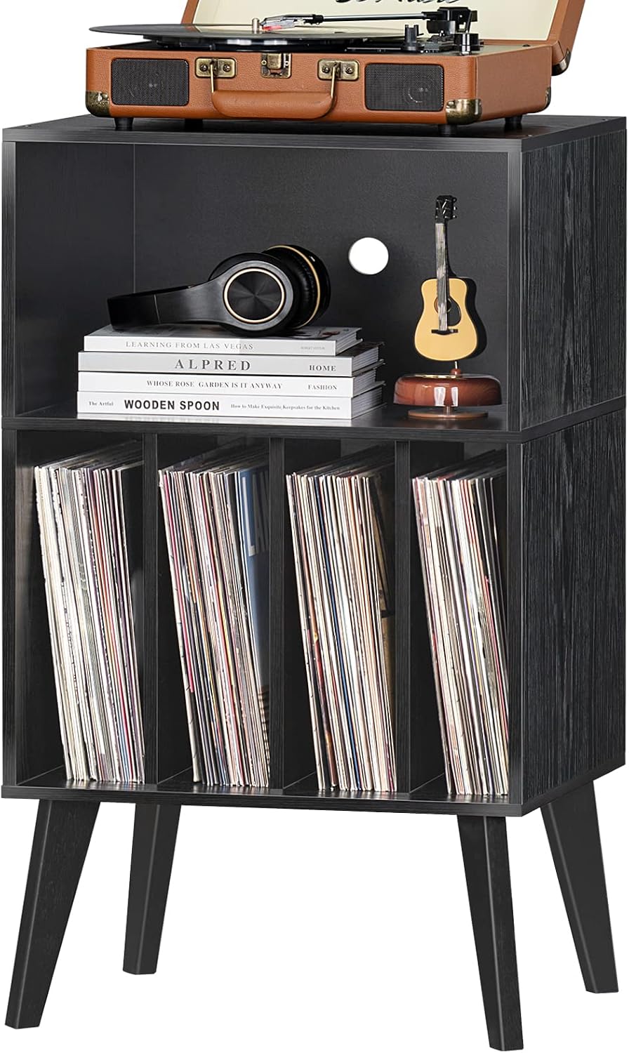 Lerliuo Record Player Stand, Black Turntable Stand Holds up to 160 Albums | M...