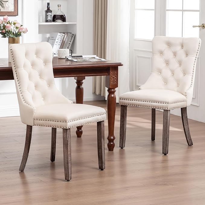 Kiztir Velvet Dining Chair Set of 2, Modern Kitchen Chairs with Nailhead Trim...