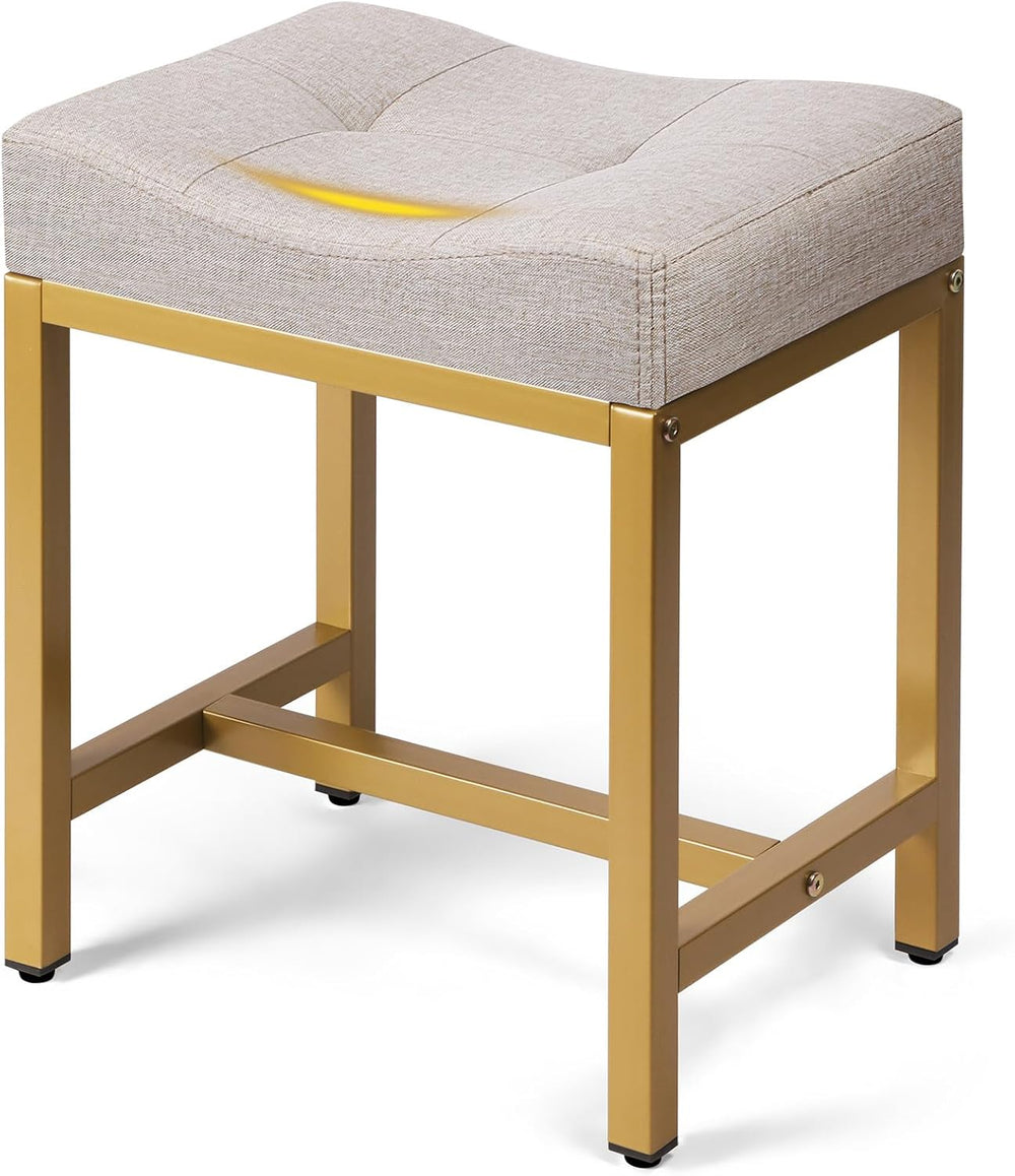 Saddle Seat Vanity Stool, Makeup Stool Chair with Metal Leg, U-Shaped Ottoman...