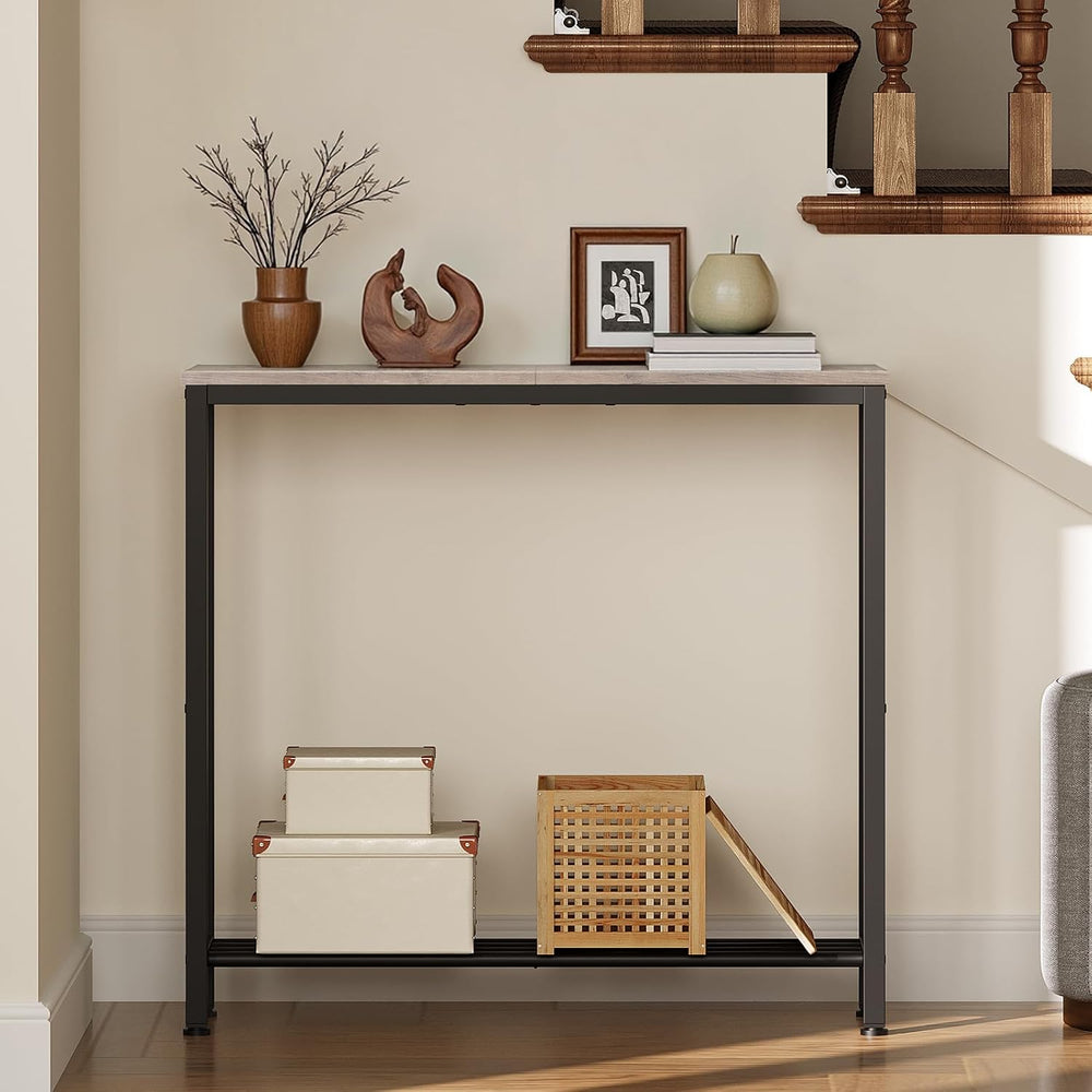 YATINEY Narrow Console Table, 2-Tier Small Sofa Table, 29.5" Thin Entryw...