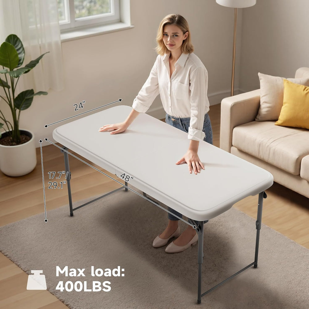 Folding Table 4 Foot - 2-Position Adjustable Height, Heavy Duty 400 lbs Capac...
