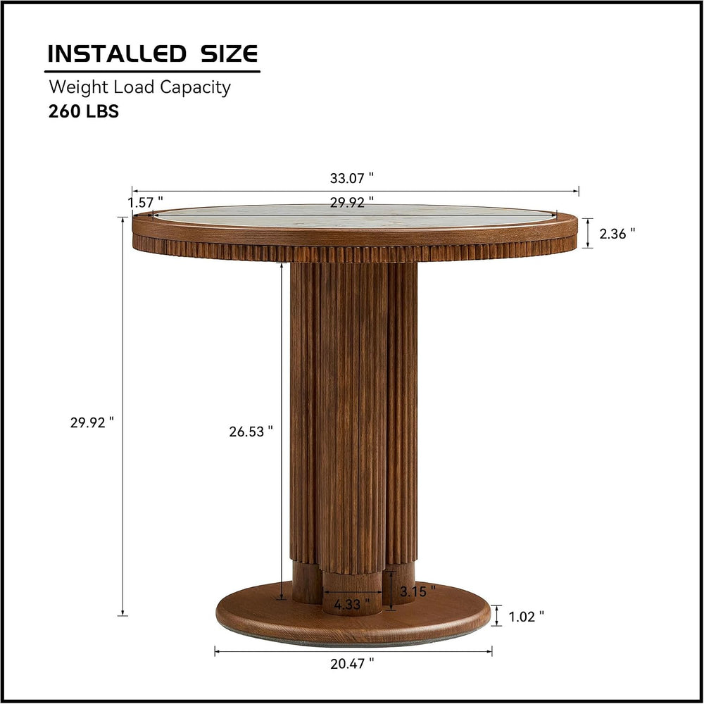 33.07 inch Mid-Century Round Dining Table for 2-4 People, 9mm Sintered Stone ...