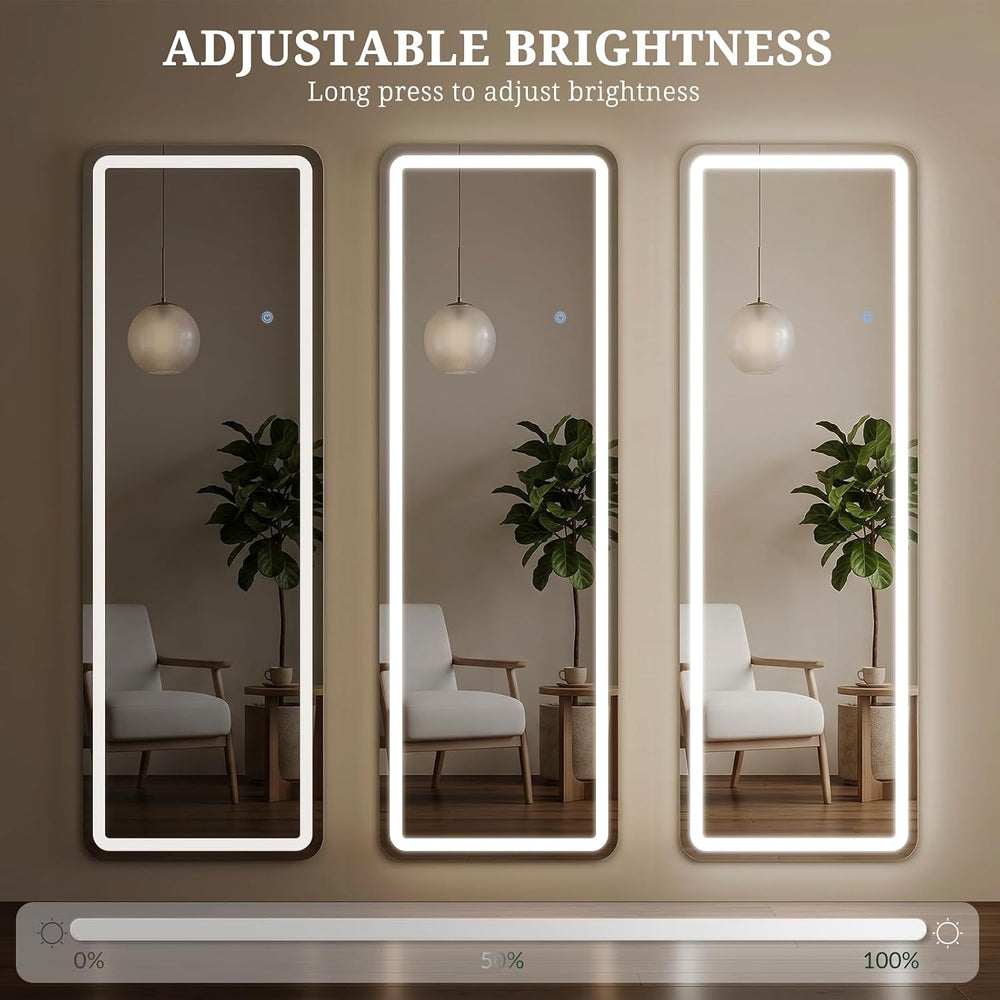 Full Length Mirror with Lights, 64"x21" LED Lighted Full Body Floor...