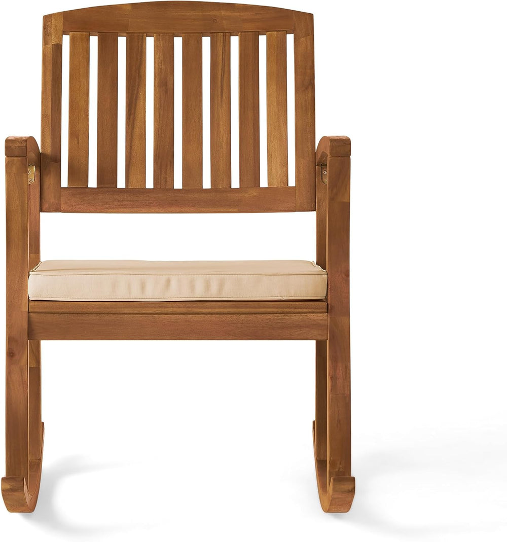Christopher Knight Home Selma Acacia Rocking Chairs with Cushions, 2-Pcs Set,...